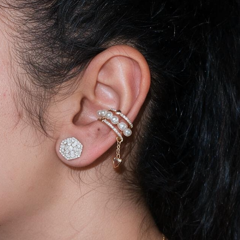Heart Pearl Ear Cuff