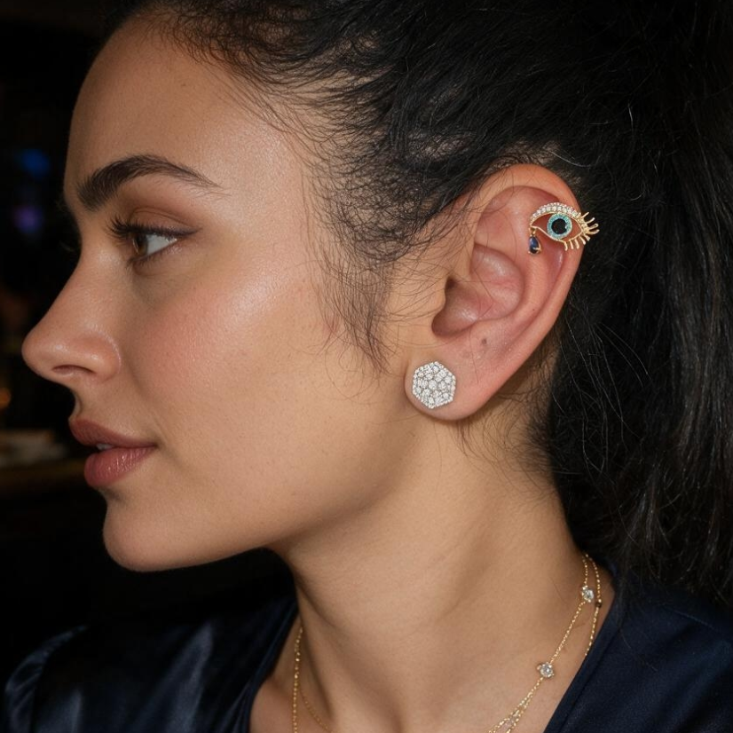 Evil Eye Ear Cuff